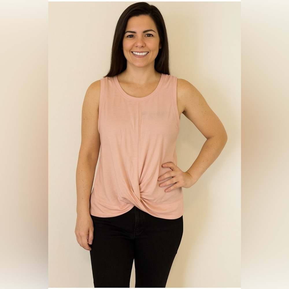 🌸 Banana Republic Blush Pink Twist Front Tank Top Sleeveless Casual Chic